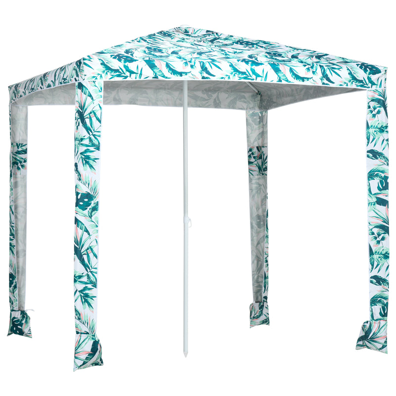 Outsunny - Beach Umbrella, 6.5' Easy-Assembly Sun-Shade Shelter with Sandbags and Carry Bag, Cool UV50+, Green — 84D-220V00GN