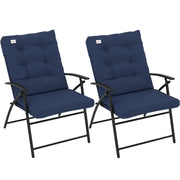 Outsunny - Set of 2 Outdoor Folding Chairs with Adjustable Backrest, Padded Camping Chairs for Outdoor Events, Blue