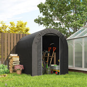 5' x 8' Outdoor Storage Shed, Heavy Duty Galvanized Steel Portable Shed for Bike, Motorcycle, Garden Tools, Black