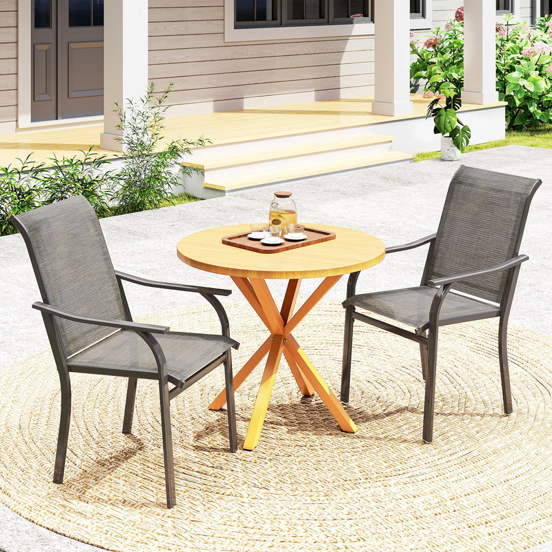 Outsunny - Patio Chairs Set of 2 with Armrest and High Backrest, for Backyard, Balcony, Porch, Poolside, Deck, Garden, Brown