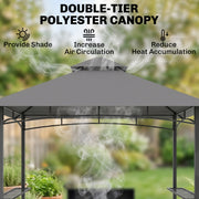 Outsunny - 8' x 5' BBQ Grill Gazebo Tent with Double Tiered Canopy for Outdoor Sun Shade, Grey