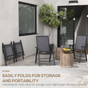 Outsunny - 4-Piece Folding Chair Set for Relaxing on Patio Balcony Garden, Comfortable Outdoor Furniture with Armrests, Dark Grey