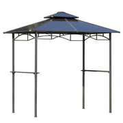 Outsunny - 8' x 5' Hardtop Grill Gazebo, Aluminium BBQ Canopy Gazebo, Outdoor Canopy with Side Shelves & Double Roof