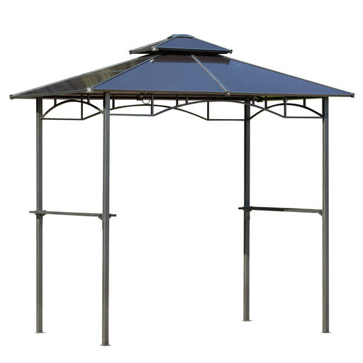 Outsunny - 8' x 5' Hardtop Grill Gazebo, Aluminium BBQ Canopy Gazebo, Outdoor Canopy with Side Shelves & Double Roof