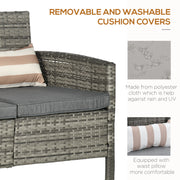 Outsunny - 3-Seater Wicker Sofa, PE Rattan Outdoor Couch Conversation Furniture with Removable Cushions for Patio, Garden, Grey