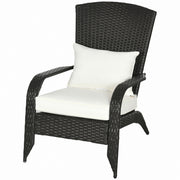 Outsunny - Patio Wicker Adirondack Chair, Outdoor Rattan Muskoka Chair with Cushions for Patio, Garden, Backyard, Cream
