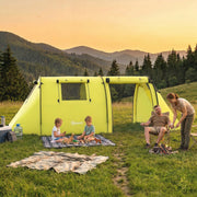 Outsunny - 3-4 Person Camping Tent with 2 Rooms, 3000mm Waterproof Portable Family Tent with Carry Bag, Yellow
