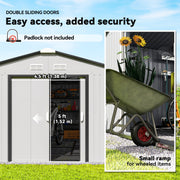 11' x 13' Garden Storage Shed w/ Foundation Kit Metal Tool Storage House w/ Double Doors White