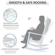 Outsunny - Wooden White Porch Rocking Chair Patio Rocking Single Leisure Reclining Seat Armchair