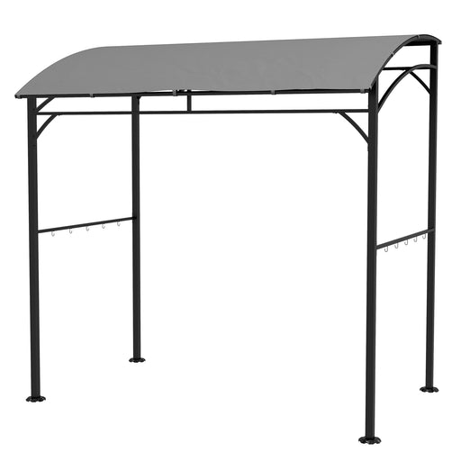 Outsunny - 7' x 5' Garden Grill Canopy, BBQ Grill Gazebo Tent with Steel Frame and Hooks, Outdoor Sun Shade, Grey