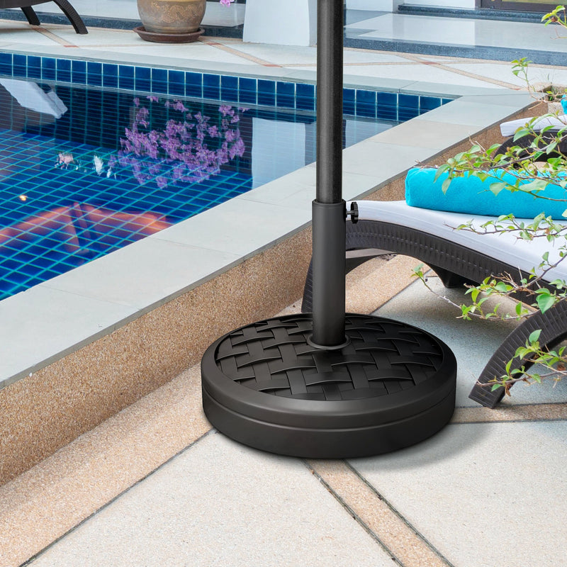 40lbs. Concrete Umbrella Base with Rattan Effect, Heavy Duty Parasol Stand for Outdoor Patio Umbrella, Black