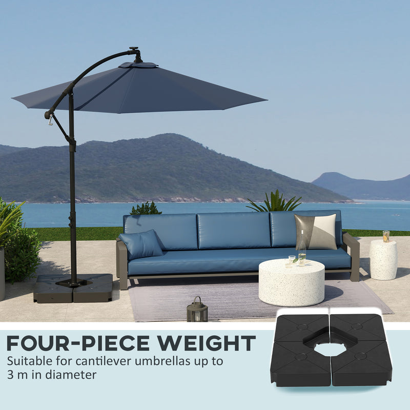 Outsunny - Umbrella Weights for Cantilever Parasols, Set of 4 Heavy Duty Parasol Base Weights, Black — 84D-368V00BK