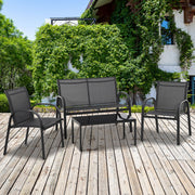 Outsunny - 4-Piece Patio Furniture Set Garden Conversation Set with Loveseat, Single Chairs and Coffee Table for Backyard Poolside Balcony