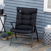 Outsunny - Foldable Lounge Chair, Fabric Upholstered Recliner, Outdoor Lounger with Armrest, Metal Frame for Backyard, Black