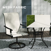 Outsunny - Outdoor Swivel Dining Chairs Set of 2, High Back Swivel Chairs with All Weather Mesh for Deck, Backyard, Poolside, White