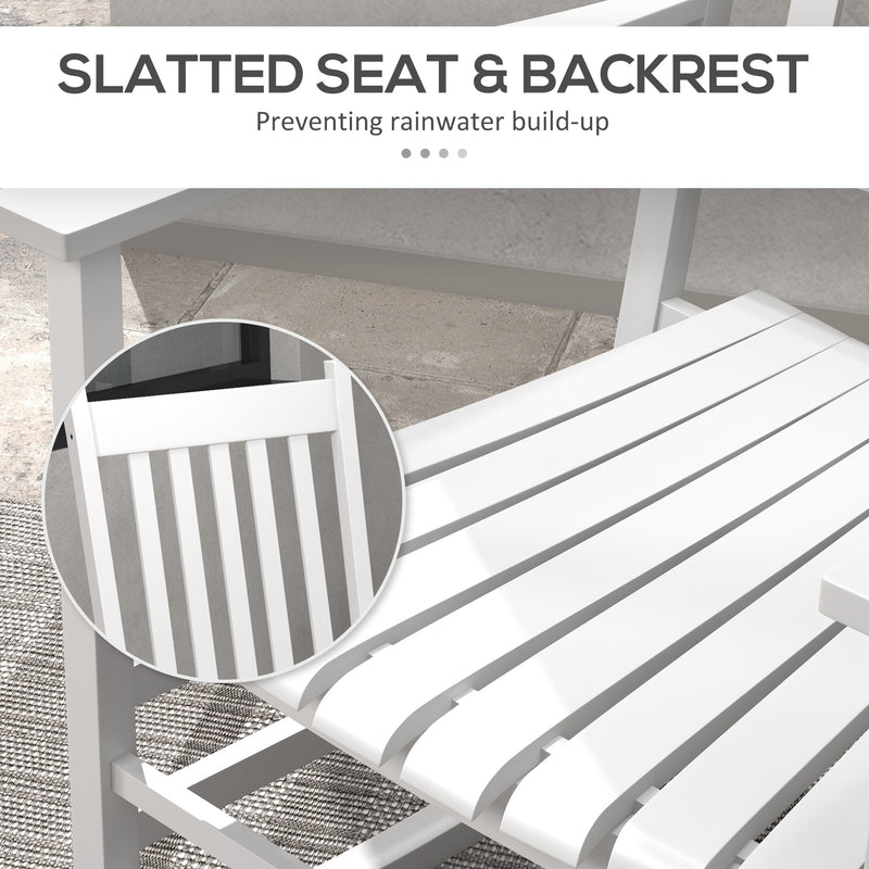 Outsunny - Wooden Patio Rocking Chairs Set of 2, Outdoor Rocker Chairs with Wide Armrests, High Back for Garden, Balcony, White