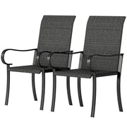 Outsunny - 2 Piece PE Rattan Patio Dining Chairs with Steel Frame, for Garden, Backyard, Pool Side, Porch, Black