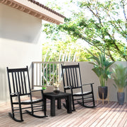 Outsunny - Wooden Porch Rocking Chair Outdoor Patio Rocker Garden Single Leisure Reclining Seat Armchair Black