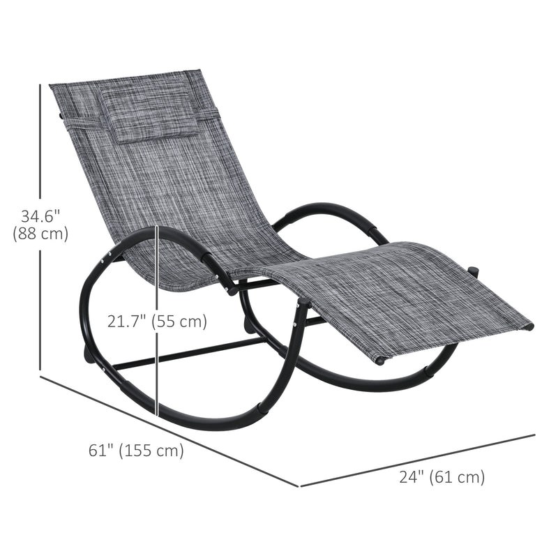 Outsunny - Outdoor Rocking Chair, Patio Zero Gravity Rocker with Mesh Seat and Padded Pillow for Indoor, Garden, Grey