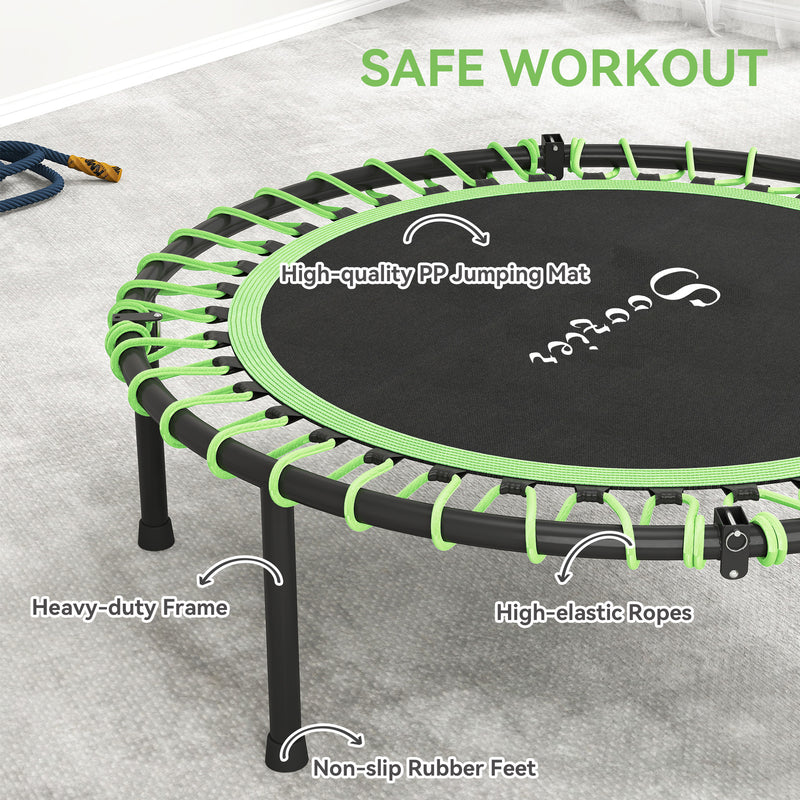 Soozier 45" Mini Trampoline for Adults, Foldable Fitness Exercise Rebounder with Adjustable Handle