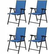 Outsunny - Folding Patio Chairs Set of 4, High Back Outdoor Dining Chairs with Breathable Mesh Seat for Lawn, Deck, Blue