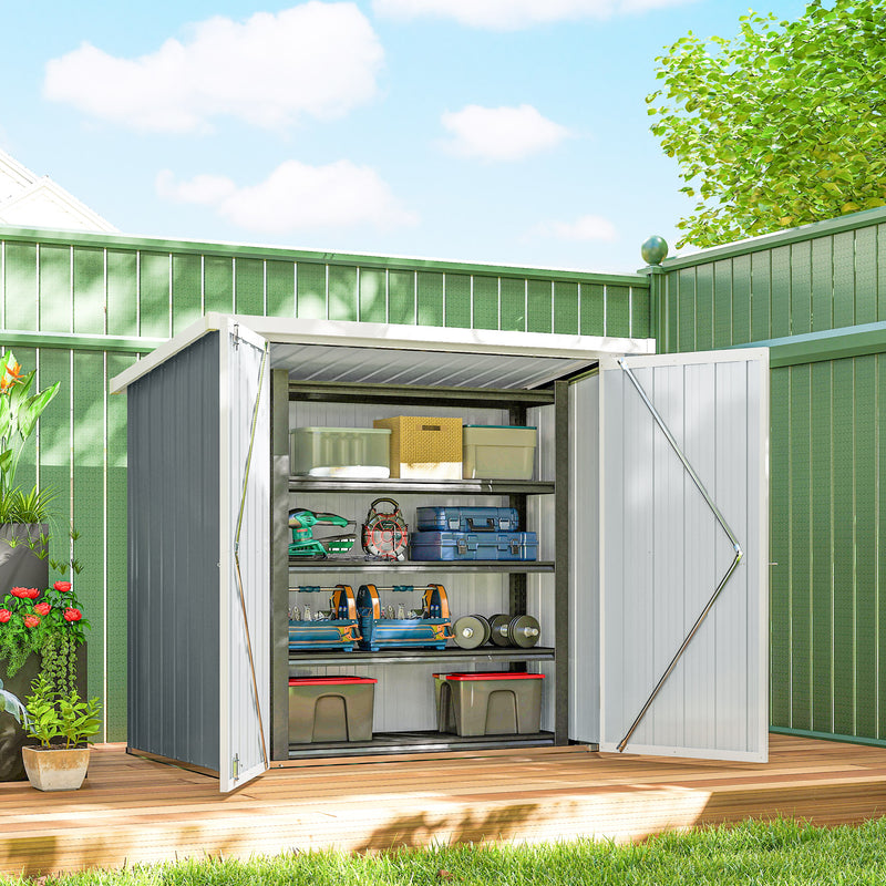 5' x 3' Metal Garden Storage Shed, Tool House with Double Doors for Backyard, Patio, Lawn