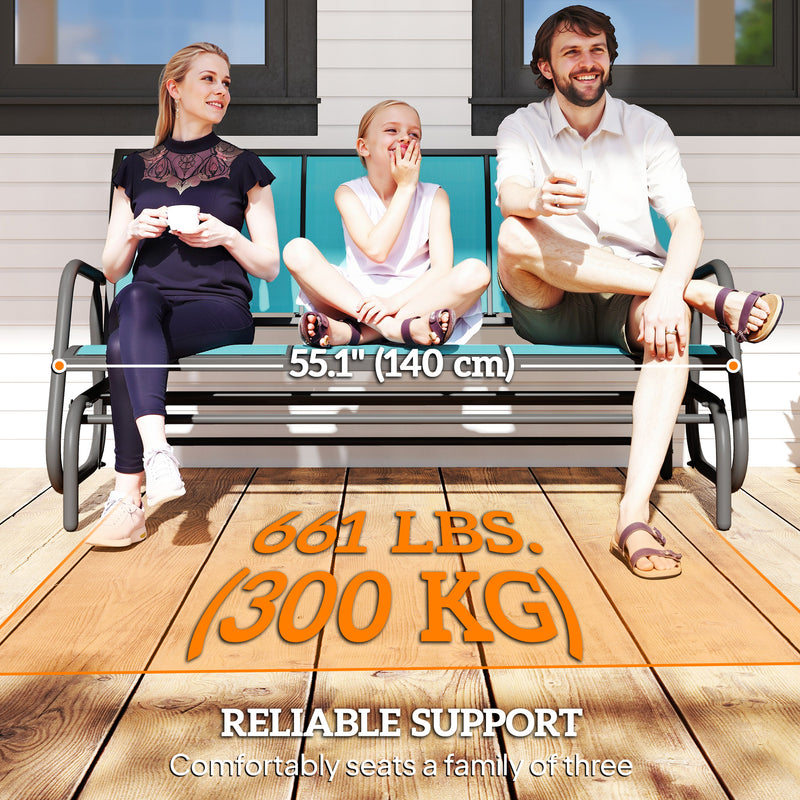 Outsunny - 3-Seat Outdoor Glider Chair, Patio Rocking Chair, Steel Frame, Sling Fabric Seat for Garden, Backyard, Lawn, Blue