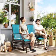 Outsunny - Patio Glider Rocking Chair 2 Person Outdoor Loveseat Rocker Garden Furniture Bench, Blue