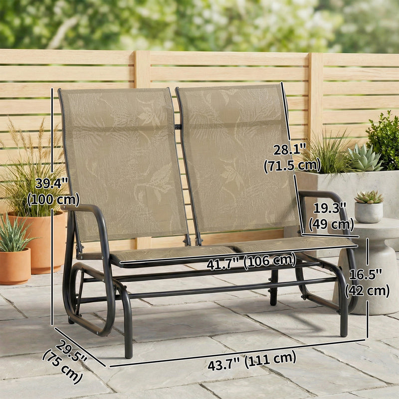 Outsunny - Outdoor Glider Bench, Patio Glider for 2 Persons, Brown