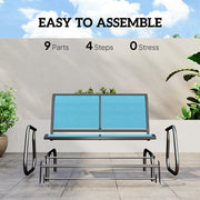 Outsunny - Outdoor Glider Bench, 2 Person Patio Glider Chair, Gliding Outdoor Garden Loveseat Swing Bench with Breathable Mesh Fabric, Steel Frame for Backyard, Porch, Blue