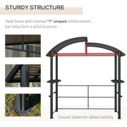 Outsunny - 8' x 5' Grill Gazebo with Vented PC Roof, Side Shleves, Dark Grey