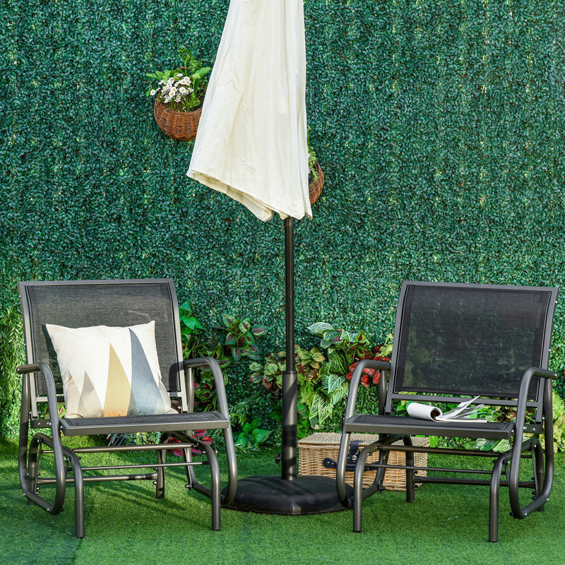Outsunny - Patio Glider Set of 2 Outdoor Glider Chair with Breathable Mesh Seat & Backrest, Armrests and Metal Frame, Black