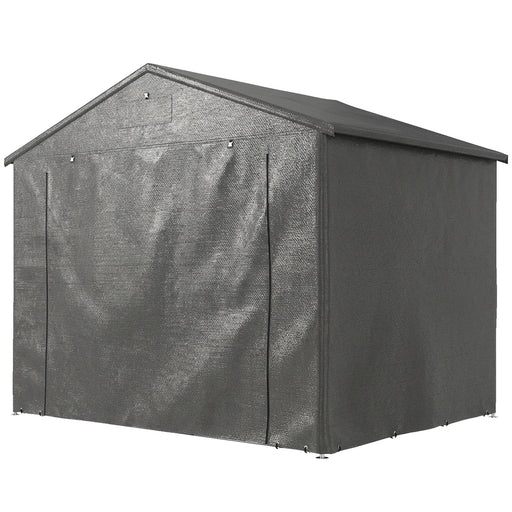 8' x 6' Portable Shed, Waterproof Bike Tent with Roll-up Zipper Door, Vent and Galvanised Metal Frame, Dark Grey