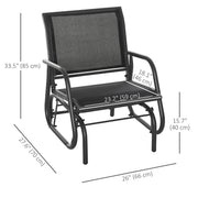 Outsunny - Patio Glider Outdoor Glider Chair with Breathable Mesh Seat & Backrest, Armrests and Metal Frame, Black