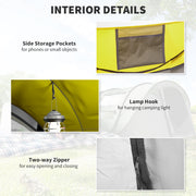 Outsunny - 4 Person Camping Tent, Easy Pop Up Tent with Doors, Windows and Carry Bag, Automatic Setup Tent for Hiking, Yellow