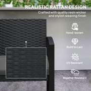 Outsunny - 2 Seater Outdoor Bench, Rattan Garden Bench Loveseat with Cushion, Armrests, Steel Frame for Patio, Porch, Light Grey