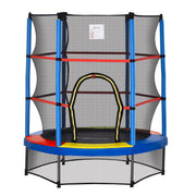 Aosom 55" Kids Trampoline with Enclosure Net for Indoor/Outdoor, Trampoline for Boys and Girls Age 3-6 Years, Multi-Coloured
