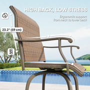 Outsunny - Outdoor Bar Stools Set of 2, Swivel Bar Height Chairs with High Back, Curved Armrests and Steel Frame for Balcony, Brown