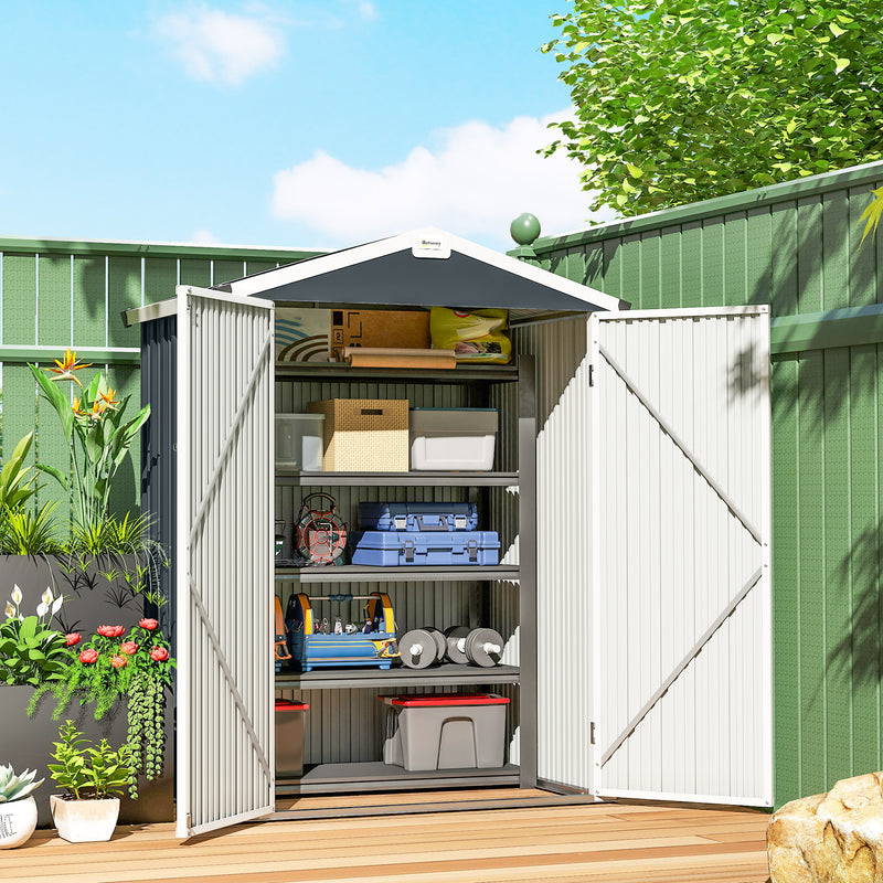 4.4' x 3' Outdoor Storage Shed with Double Doors, Metal Garden Shed for Backyard Patio