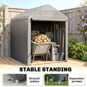 4 x 6ft Outdoor Storage Shed Tent, Portable Shed with Roll-up Door for Motorcycle, Bike, Garden Tools