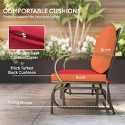 Outsunny - 2-Person Outdoor Glider Chair, Patio Double Rocking Loveseat with Steel Frame and Cushions for Backyard, Garden and Porch, Red