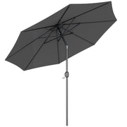 Outsunny - 10' x 8' Round Market Umbrella, Patio Umbrella with Crank Handle and Tilt, Outdoor Parasol for Garden, Bench, Lawn, Grey