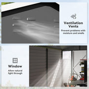9' x 6' Garden Shed, Outdoor Storage Patio Shed w/ Sloped Roof, Lockable Door for Patio Lawn, Dark Grey