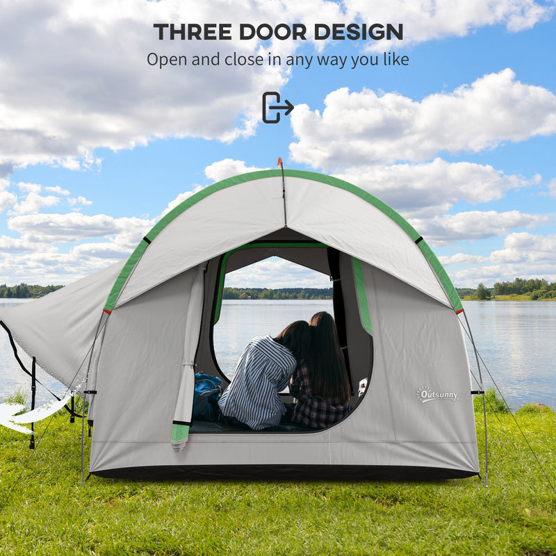 Outsunny - 2000mm Waterproof SUV Tent, Car Tent with 3 Doors and Mesh Window, for 5-6 Person Camping Travel, Grey and Green