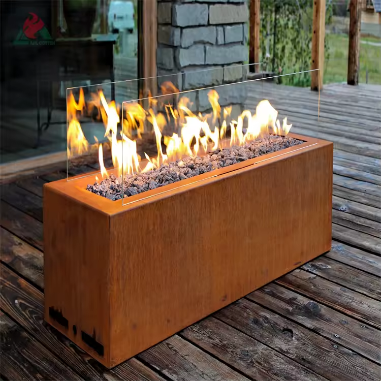 Camping Patio Heater Outdoor Decorative Corten Steel Gas Fire Pits Table