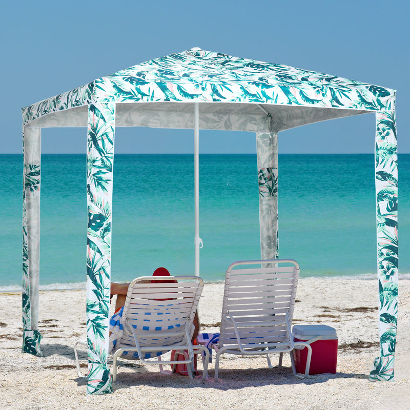 Outsunny - Beach Umbrella, 6.5' Easy-Assembly Sun-Shade Shelter with Sandbags and Carry Bag, Cool UV50+, Green — 84D-220V00GN