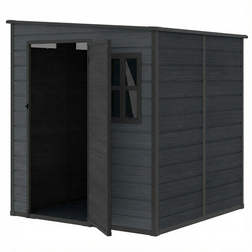 Outdoor Storage Shed with Lockable Door, Garden Shed with Vents and Windows for Backyard, Dark Grey