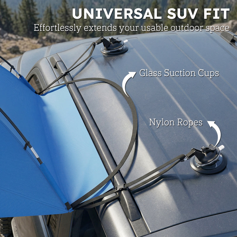 Outsunny - Car Awning Camping Tailgate Tent for SUV, 3000mm Waterproof Car Side Awning with Carry Bag, Light Blue