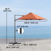 8.5FT Offset Patio Umbrella with 360° Rotation, Outdoor Cantilever Roma Parasol Hanging Sun Shade Canopy Shelter with Cross Base, Orange