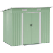 7'x 4' Metal Patio Storage Shed Garden Lockable Shed Tool Utility Storage Unit, Light Green